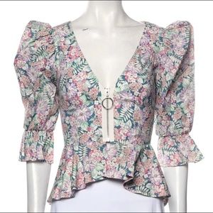 PETERSYN Floral V-Neck Top, Size Small